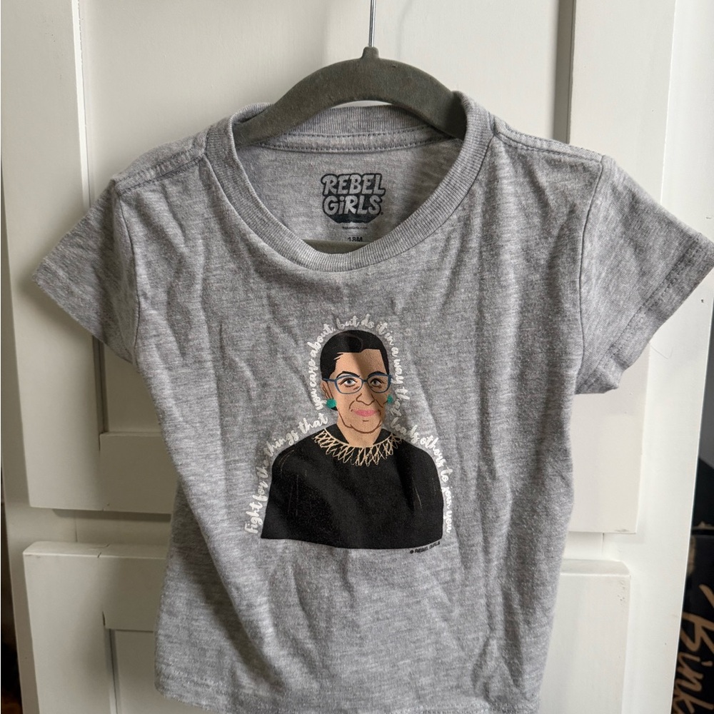Heather Gray Short Sleeve Crew Neck Tee with Ruth Bader Ginsburg print